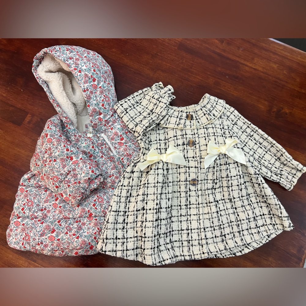 Baby Girl Gap puffer coat, tweed peacoat